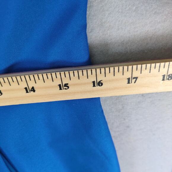 Vintage 90s Success Dress Sz 10P Blue Button Front Career Geometric Pleated Belt - Picture 6 of 10